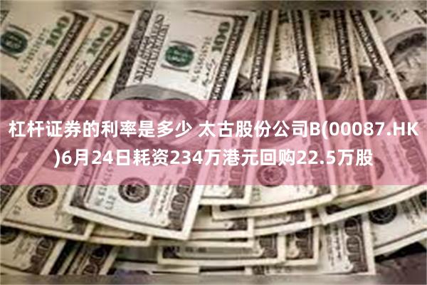 杠杆证券的利率是多少 太古股份公司B(00087.HK)6月24日耗资234万港元回购22.5万股