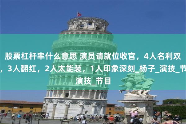 股票杠杆率什么意思 演员请就位收官，4人名利双收，3人翻红，